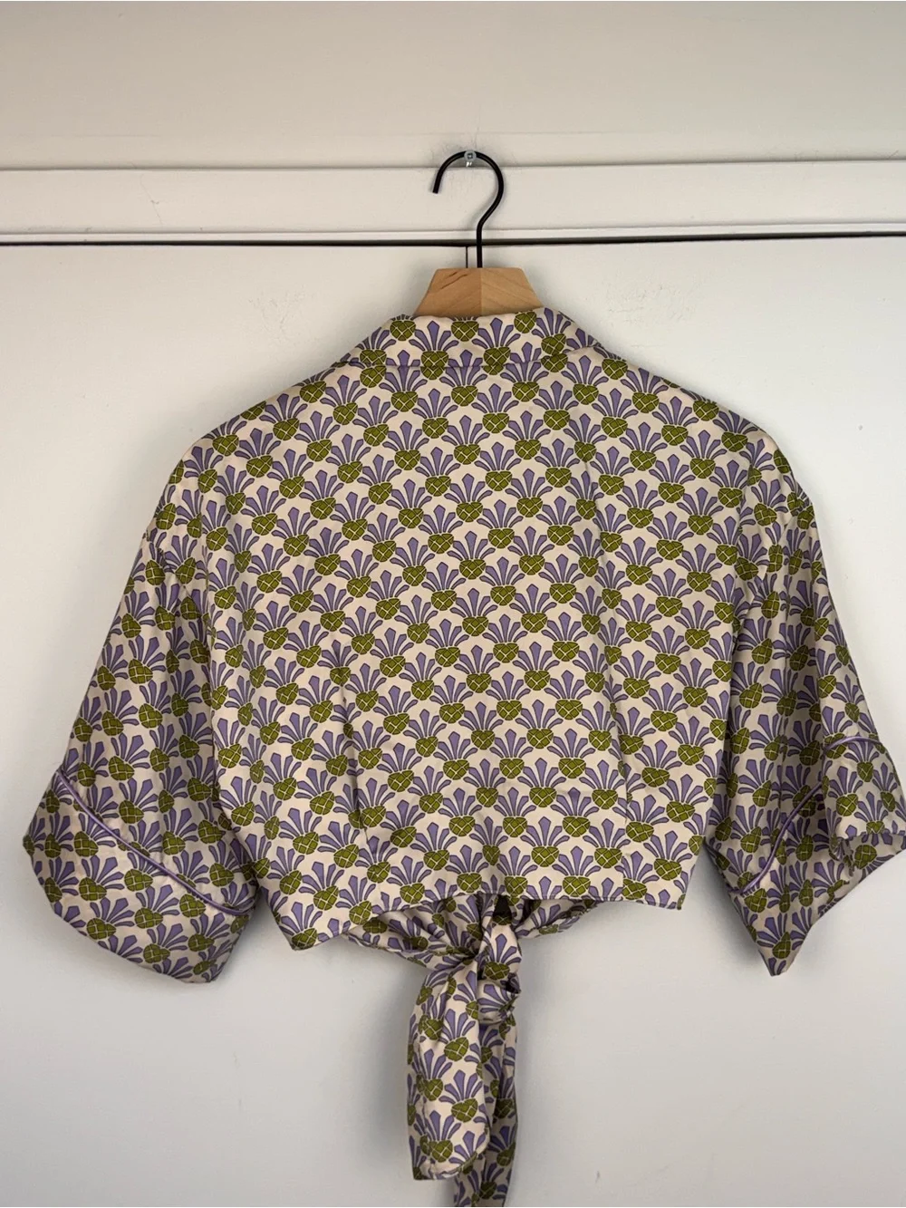 Zara Pineapple Print Matching Shirt Wide Leg Pants Set S
